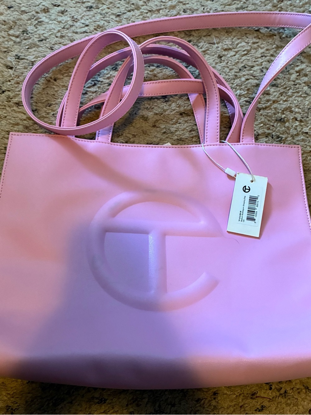 Telfar Pink Embossed Logo Tote Bag